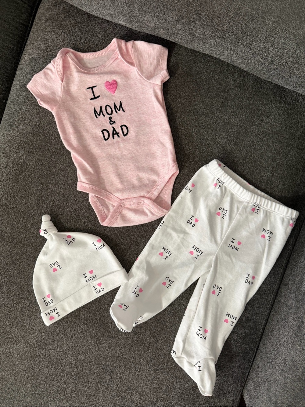 Darling Baby 6M I Love Mom & Dad 3 Piece Baby Girl Outfit Set 💕